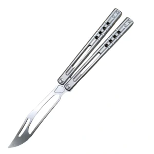 heone titanium handle orca killer whale practice blade butterfly fling knife