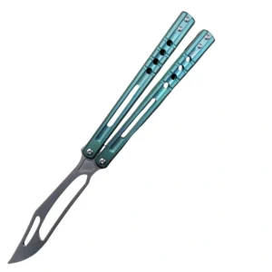 heone titanium handle orca killer whale practice blade butterfly fling knife