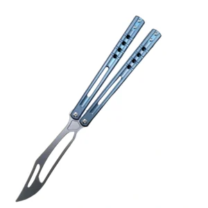 heone titanium handle orca killer whale practice blade butterfly fling knife