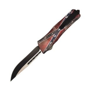 5.75inch Confederate Flag D/A OTF Automatic Knife Black Tanto