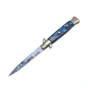 8.75 Inch Blue Handle Stiletto Knife Switchblade