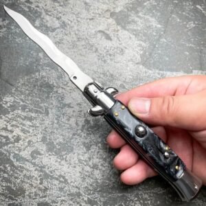 8.75 Inch Italian Stiletto Switch Kris Blade Fick Knife