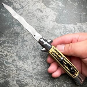 8.75 Inch Italian Stiletto Switch Kris Blade Fick Knife