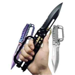 butterfly trench knife-4 colors folding Balisong with knuckle guard