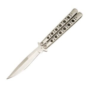 BM 42 Balisong Knife Butterfly Knife Spring Latch Silver