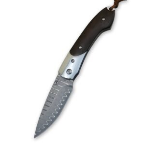 Damascus forged folding knife, portable camping survival folding knife