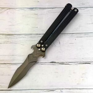 Butterfly knife unsharpened aluminum handle practice training knife folding hand fancy knife