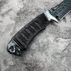 Black Skull Damascus Damascus Forged Knife Steel Outdoor Straight Knife Camping Portable
