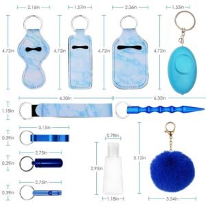 Self Defense Keychain 11-Piece Aluminum Anti-Wolf Alarm Blue