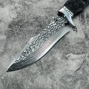 Black Skull Damascus Damascus Forged Knife Steel Outdoor Straight Knife Camping Portable