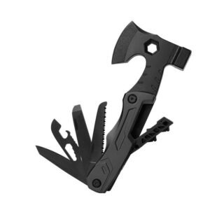Multifunctional survival axe pliers folding knife pliers hammer with flint multi-purpose tool portable life-saving axe—BLACK