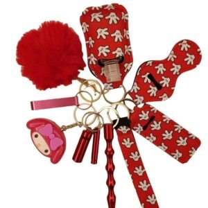 Self Defense Keychain 11-Piece Aluminum Anti-Wolf Alarm Red