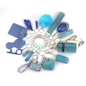 Womens Safety Items 15-Piece Self-Defense Keychain Blue