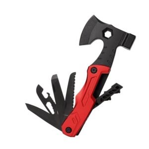 Multifunctional survival axe pliers folding knife pliers hammer with flint multi-purpose tool portable life-saving axe—RED