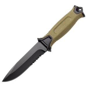 Explorer II outdoor half-tooth hunting knife wilderness exploration self-defense knife—Green