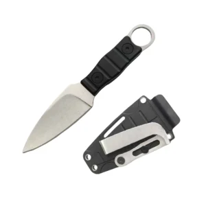 Outdoor straight knife, high hardness, sharpness, tactical small straight knife, with K sheath A-7 Stonewashed/Black handles