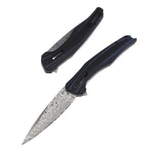 Zero error 0707 Damascus steel knife new black and blue outdoor folding knife portable folding knife