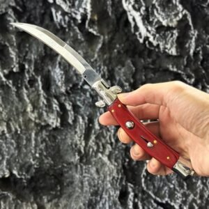 9 inch Rosewood Curved Blade Switchblade Stiletto Switchblade