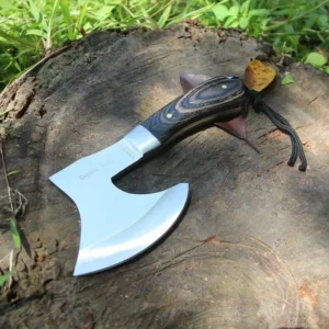 Portable Tactical Stainless Steel axe throwing with Colored Wooden Handle – Lightweight Outdoor Defense Tool