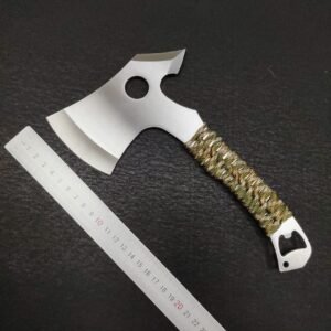 Multifunctional survival axe bottle opener tied with seven-core camouflage parachute camping axe