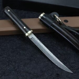 Longlin Damascus steel knife, hardness and sharpness, outdoor straight knife