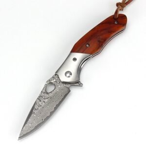 Outdoor knife 305 high hardness sandalwood handle 76 layer Damascus color shell handle folding knife