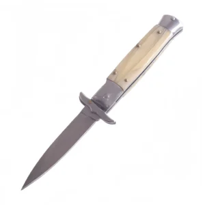 Yellow cattle bone handle stiletto knife with mud dragon set