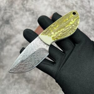 Damascus Knife Outdoor Mini Pocket Knife Forged Damascus Steel Pocket Survival