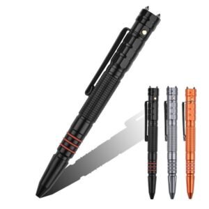 T-7 Double Tungsten Steel Head Defense Tactical Pen Glass Breaker EDC Tactical Survival Pens Multifunction LED Lighting Pen