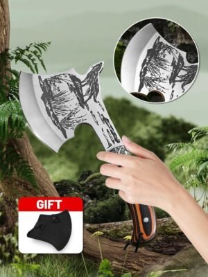 MultiPurpose Axe, Survival Axe Multi-function Outdoor Camping Tactical Wolf-head Axe Hunting Tools Portable Tomahawk