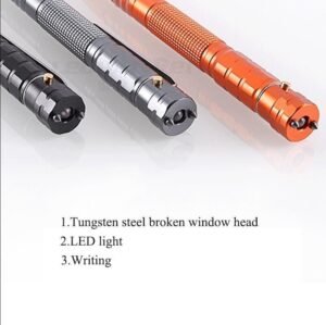 T-7 Double Tungsten Steel Head Defense Tactical Pen Glass Breaker EDC Tactical Survival Pens Multifunction LED Lighting Pen