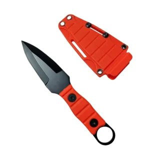 Outdoor straight knife, high hardness, sharpness, tactical small straight knife, with K sheath A-4 Black/Orange handle
