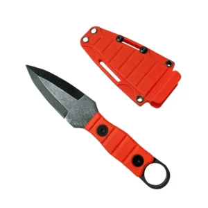 Outdoor straight knife, high hardness, sharpness, tactical small straight knife, with K sheath A-3 Stonewashed/Orange handles