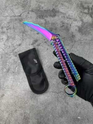 Balisong Karambit Eagle Claw Variation Fling Knife Color Titanium Edition