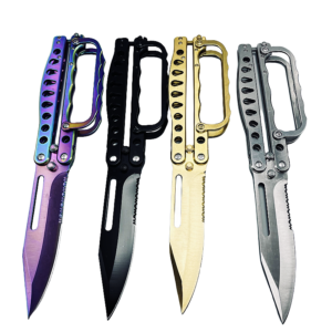 butterfly trench knife-4 colors folding Balisong with knuckle guard