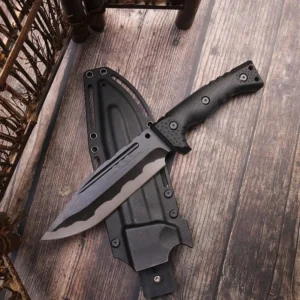Camping outdoor survival knife portable knife high hardness straight knife sharp survival knife integrated keel high hardness tactical knife–Blcak-2
