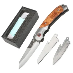 Wilderness survival folding knife multifunctional detachable Damascus folding knife
