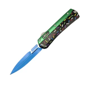 Donut Fighter Switchblade OTF Knife–Green & Black