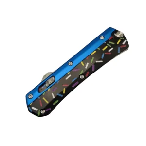 Donut Fighter Switchblade OTF Knife–Blue & Black