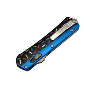 Donut Fighter Switchblade OTF Knife–Blue & Black