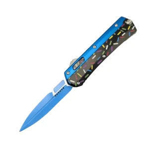 Donut Fighter Switchblade OTF Knife–Blue & Black